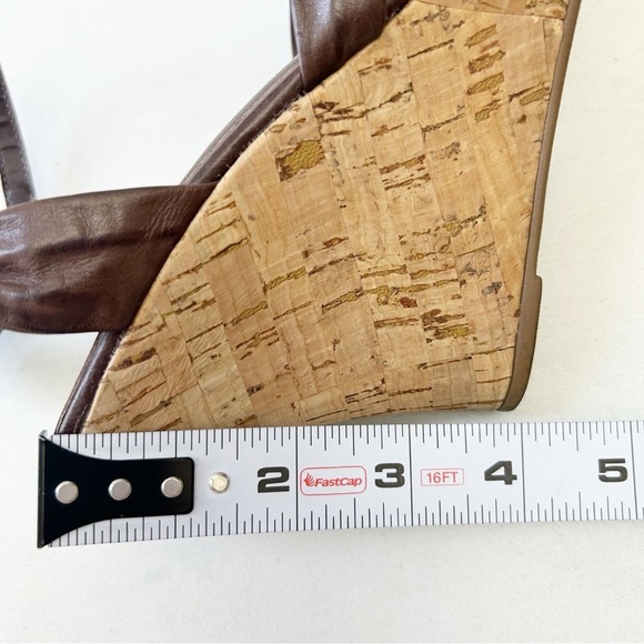 Aldo Brown Leather Wedge Sandals Cork Heel Ankle Strap Size 38 - Picture 9 of 16